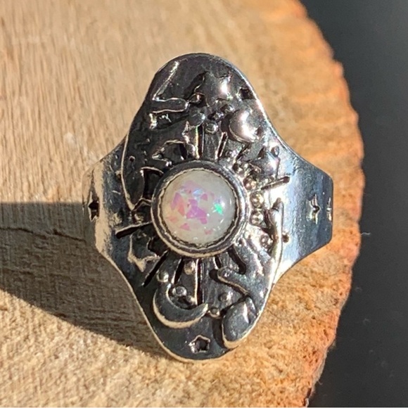 Jewelry - Whimigoth Carved Crystal Ball Hands Unique Dark Essence Magical Ring